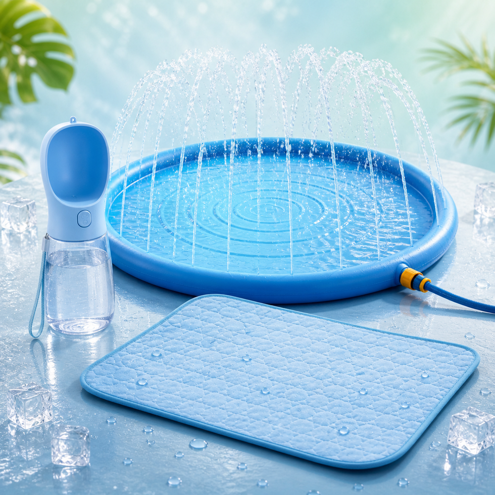 Pack Été Complet - Tapis (taille au choix) + Piscine + Gourde
