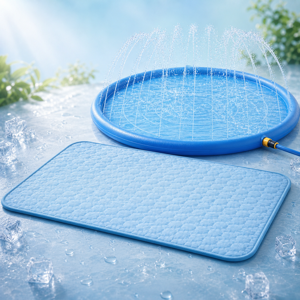 Pack Grand Chien - Tapis (taille au choix) + Piscine à Jets d'Eau