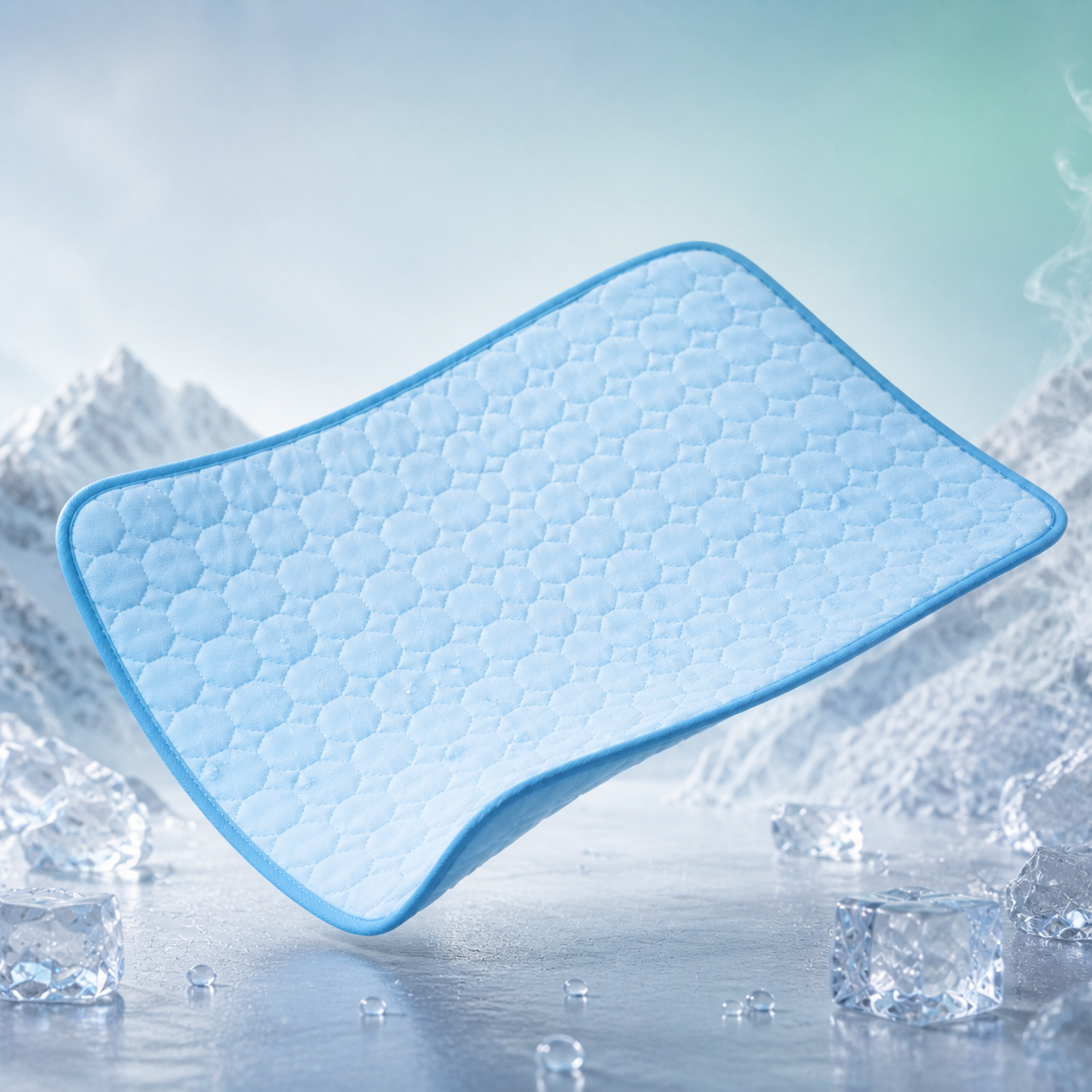 Tapis rafraîchissant Patte Fraîche bleu clair sur glace
